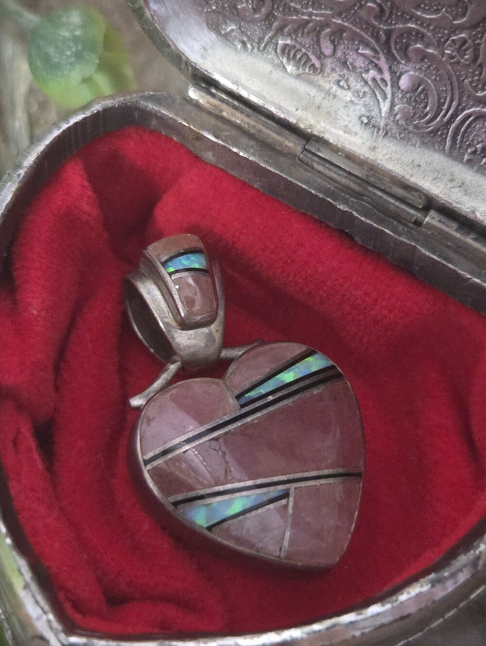 Signed Kenneth Bitsie Navajo Sterling Silver Inlay Pendant